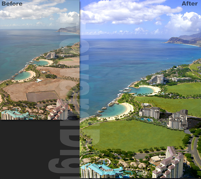 Photo Retouch - Beach Villas at Ko Olina Resort - Oahu, Hawaii HI